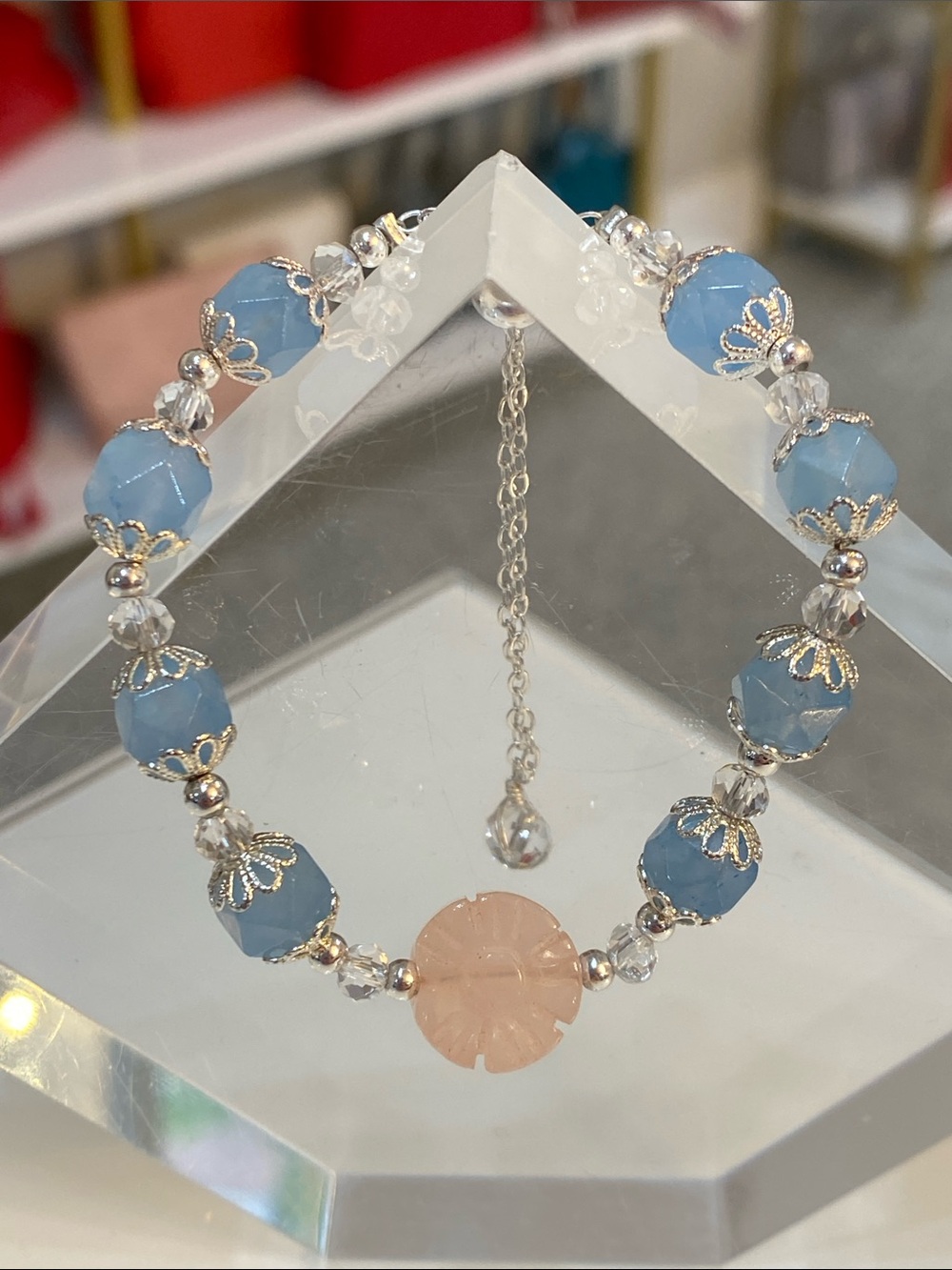 Glass and stone bracelet